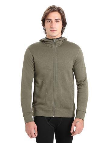 Icebreaker RealFleece® Merino Elemental Long Sleeve Zip Hood Miesten Takki Oliivinvihreä | FI 1240BEXC